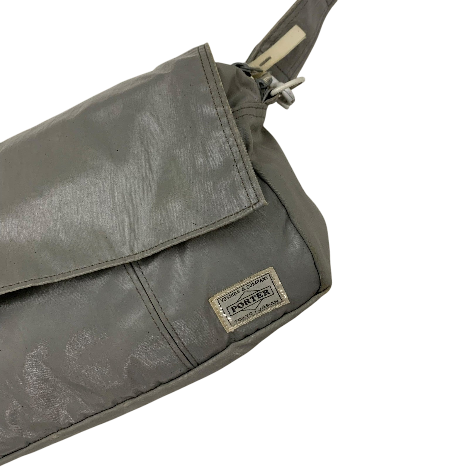 Porter Vintage Nylon Messenger Bag Metallic Silver