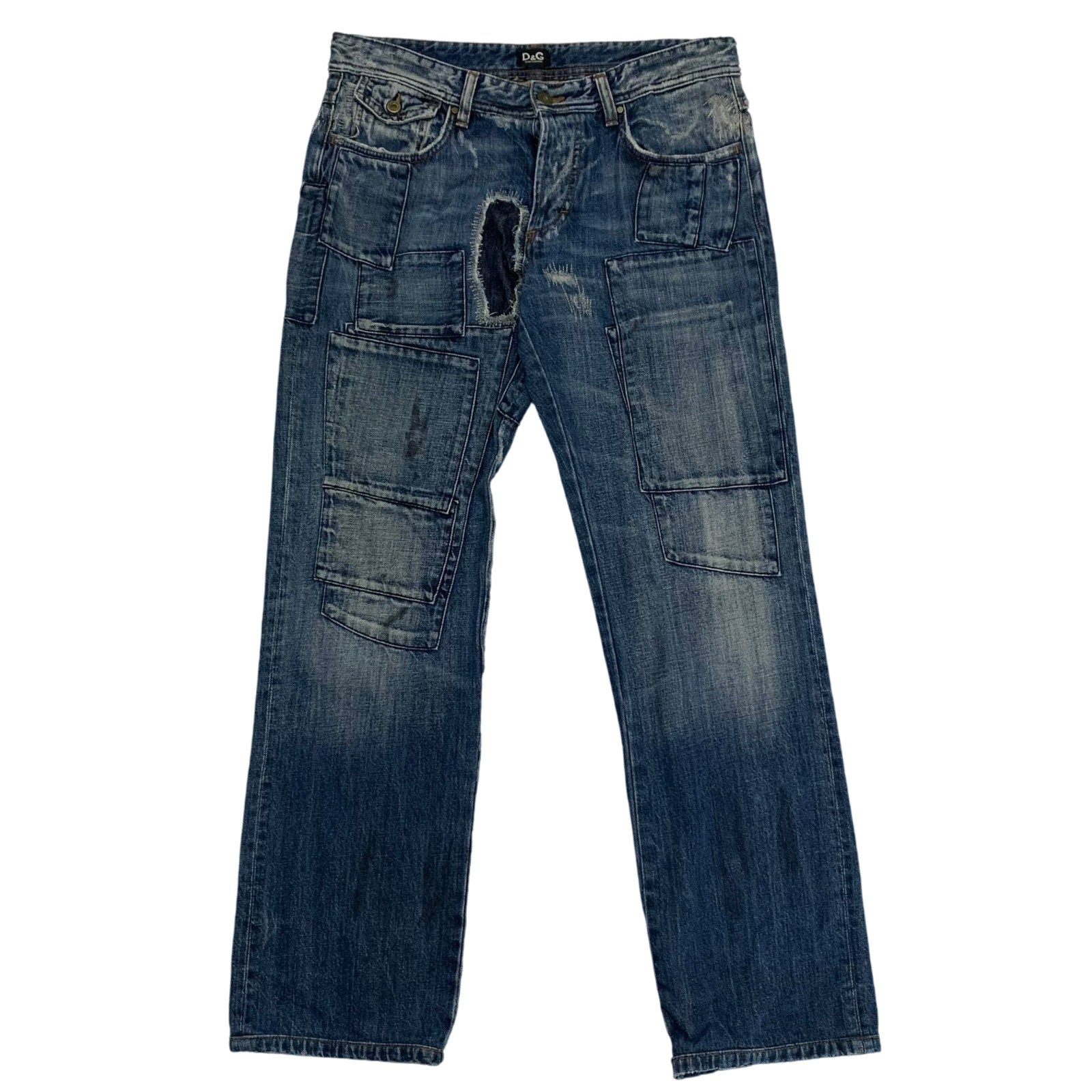 Dolce & Gabbana 2000s Patchwork Boro Distressed Jeans (Size 32”)