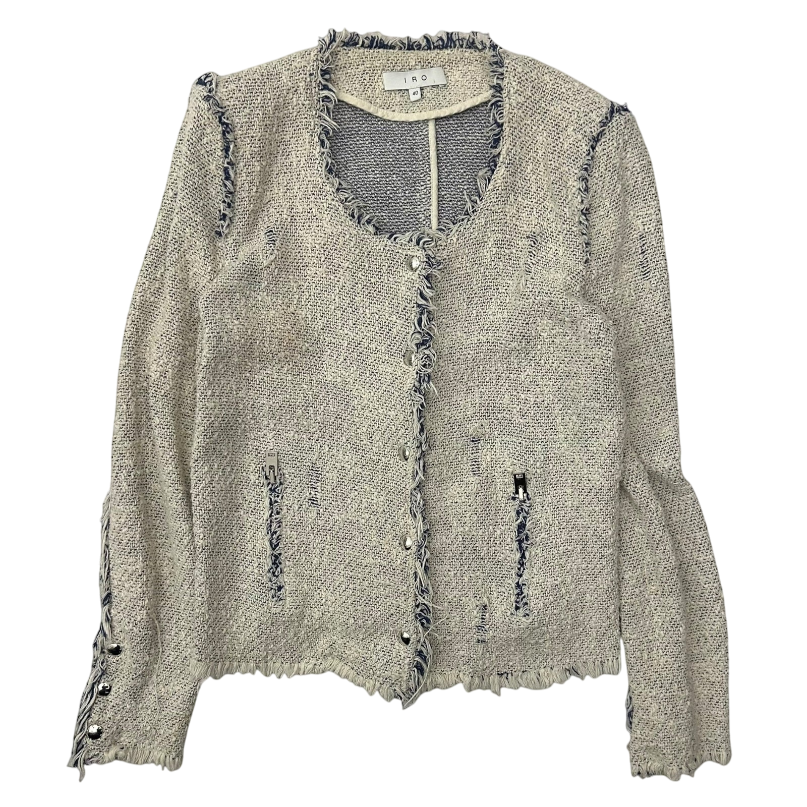 IRO Agnette Tweed Jacket White / Blue (Fits M womens)