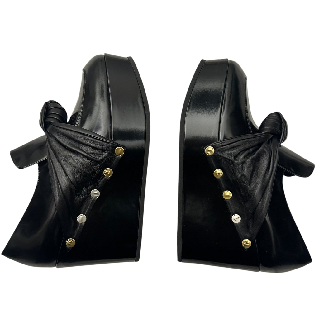 SS16 Celine by Phoebe Philo Twisted Bow Leather Platform Wedges (Size EU37)