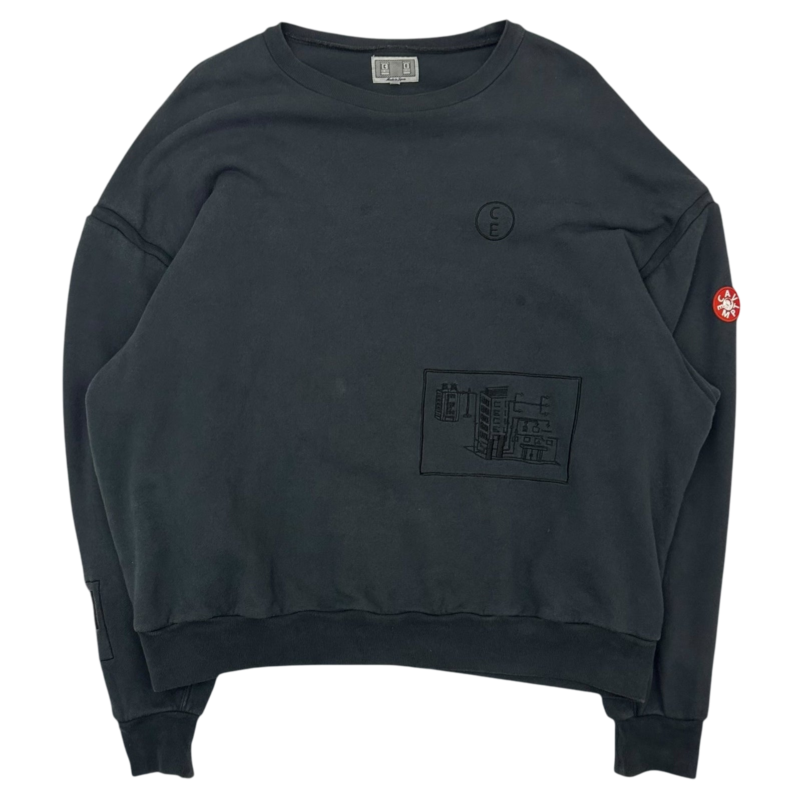 Cav Empt Overdyed Double Fleece Lined Crewneck Charcoal (Fits XL)
