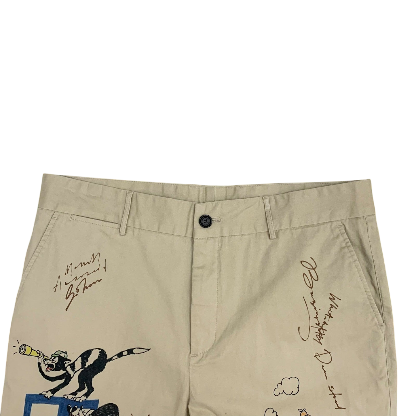 Burberry SS18 Sketch Print Cotton Chino Pants (Size 36”)