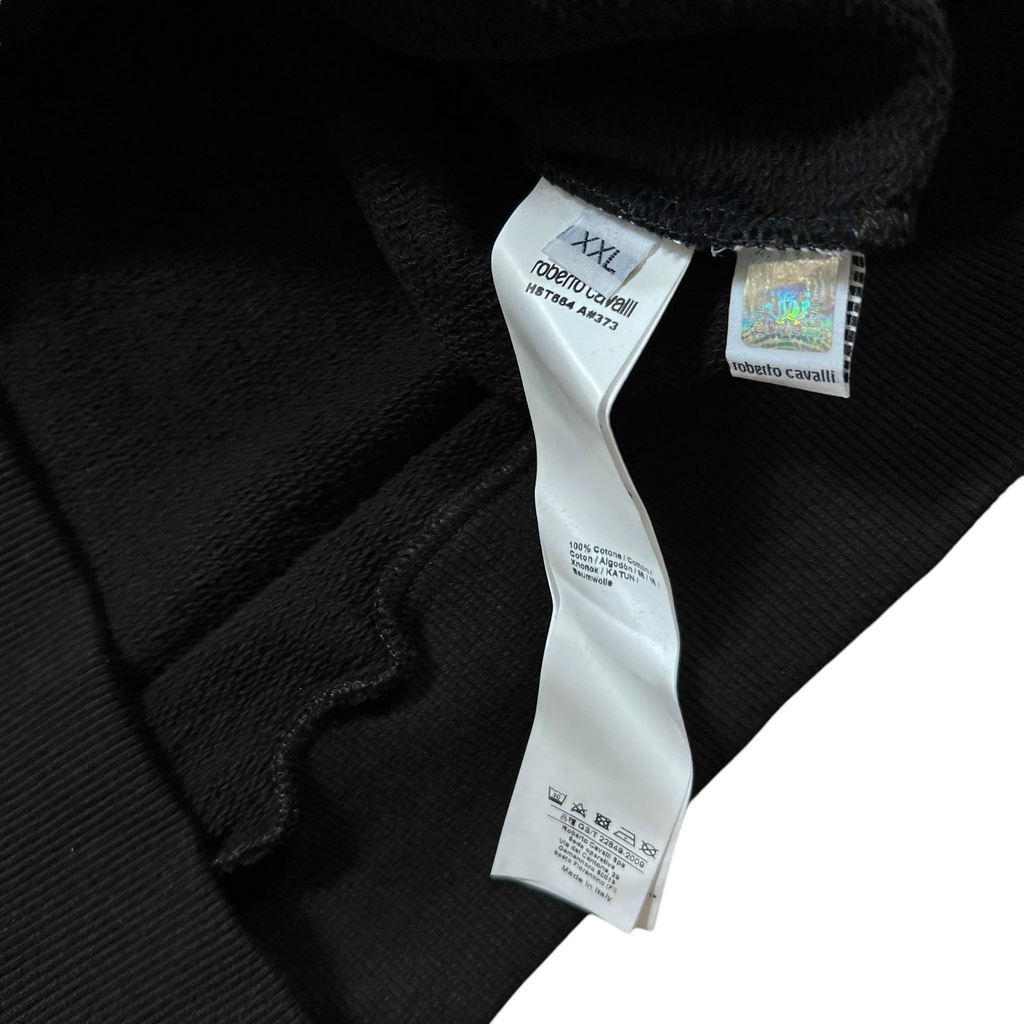 Roberto Cavalli Black Jaguar Hooded Sweatshirt (Fits M/L)