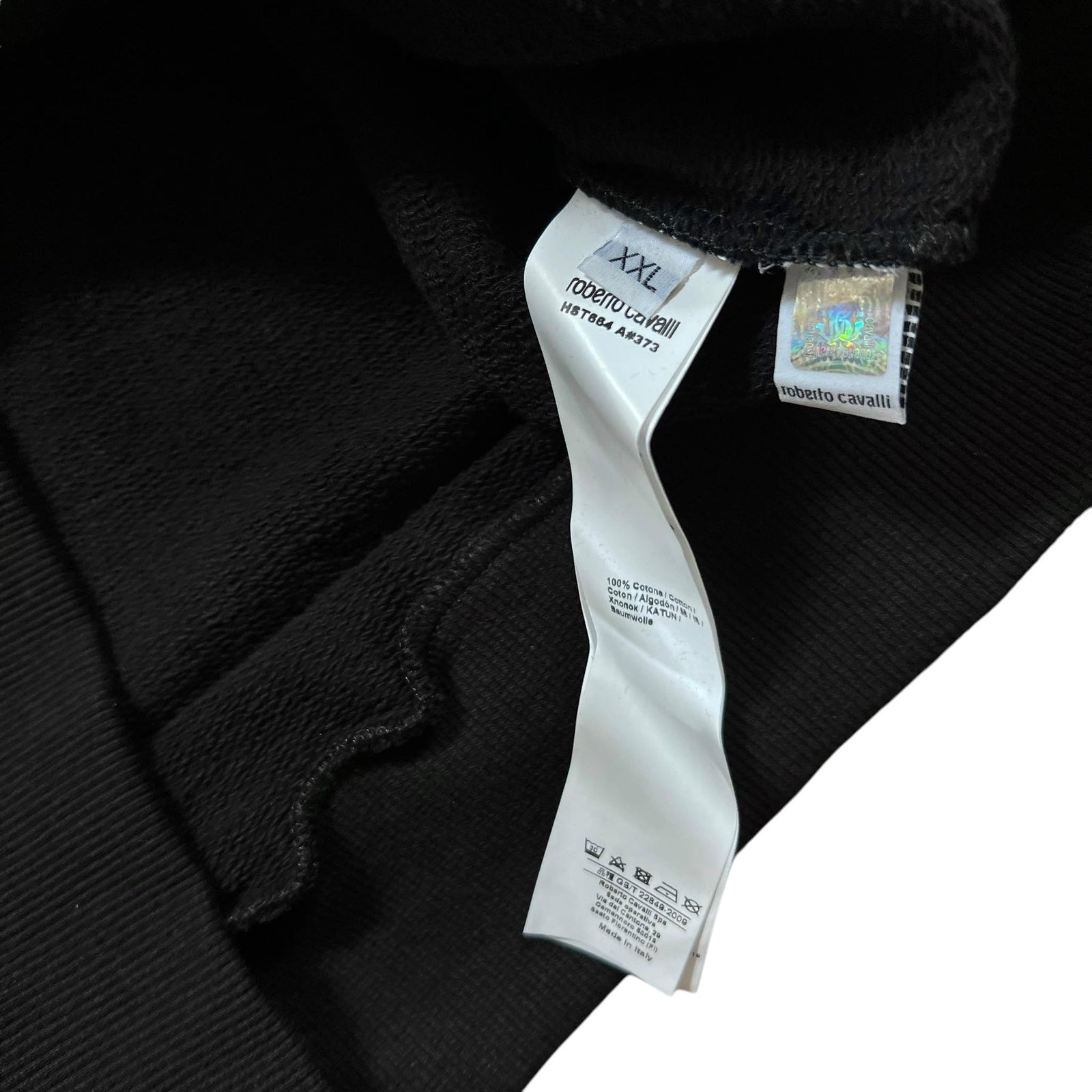 Roberto Cavalli Black Jaguar Hooded Sweatshirt (Fits M/L)