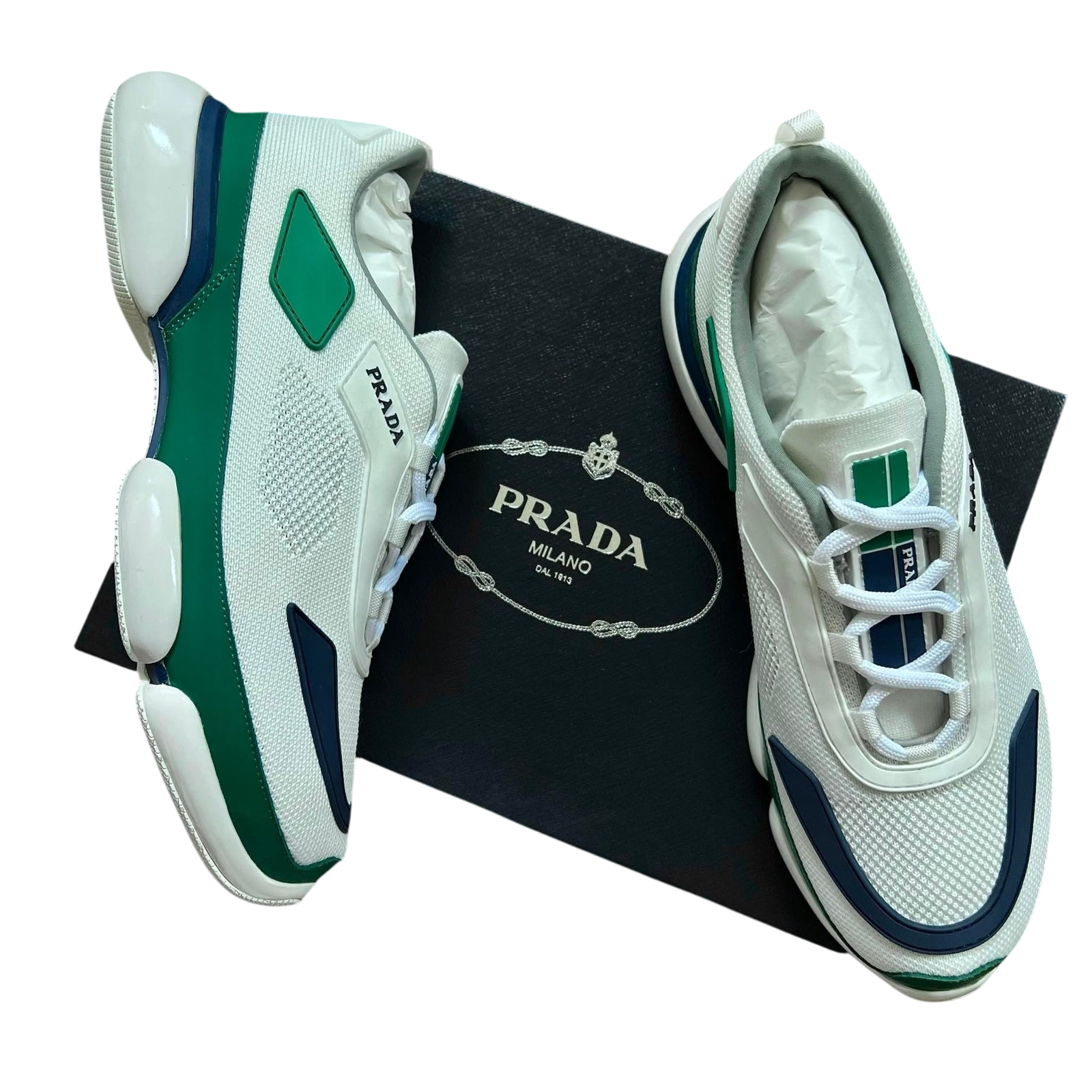 Prada Cloudbust Low Green / Navy / White