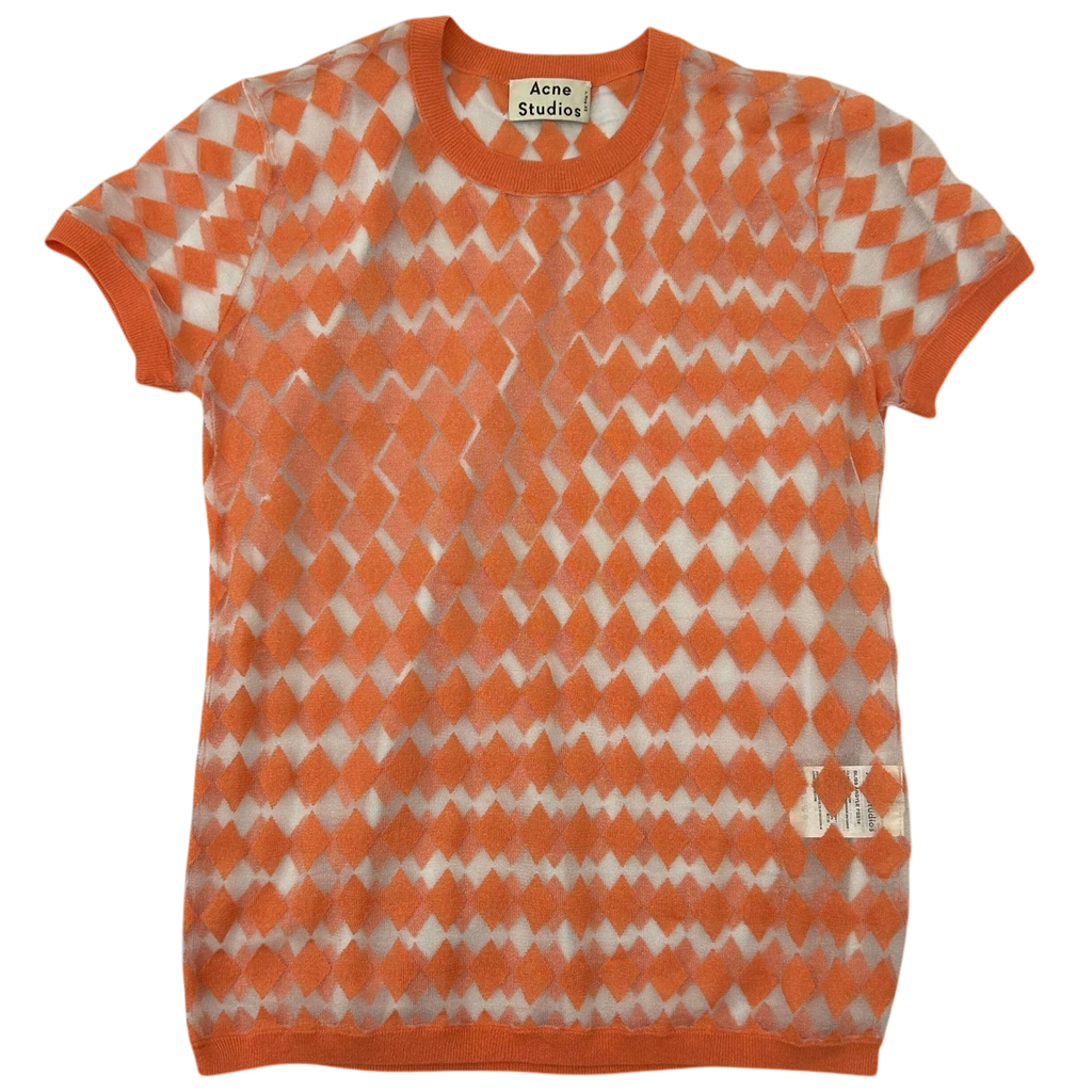 Acne Studios Diamond Pattern Mesh T-Shirt Salmon Pink (Size S womens)
