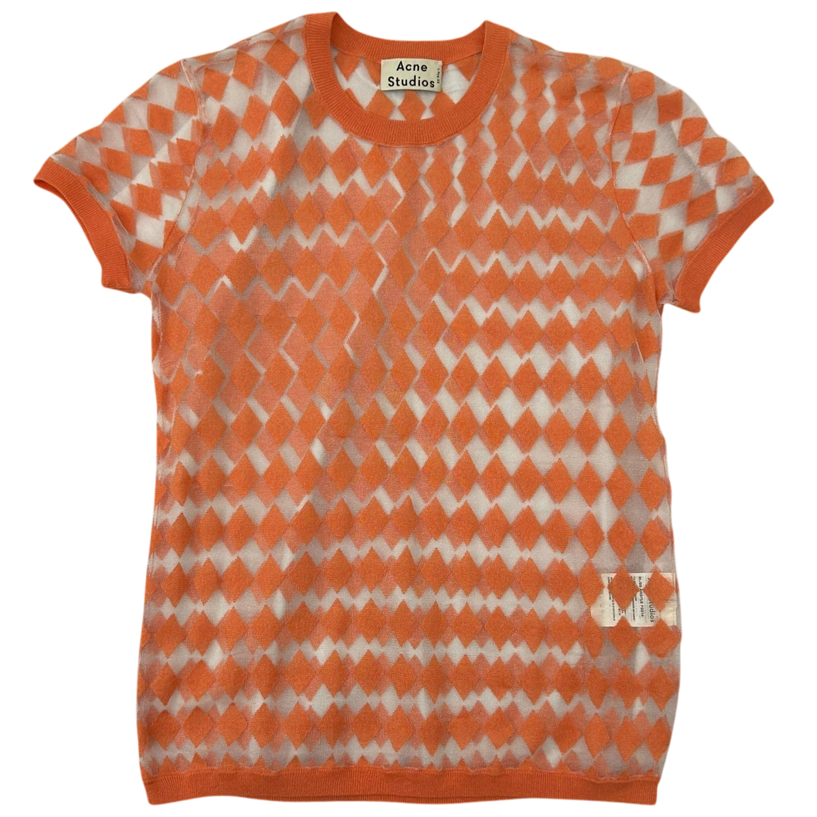 Acne Studios Diamond Pattern Mesh T-Shirt Salmon Pink (Size S womens)