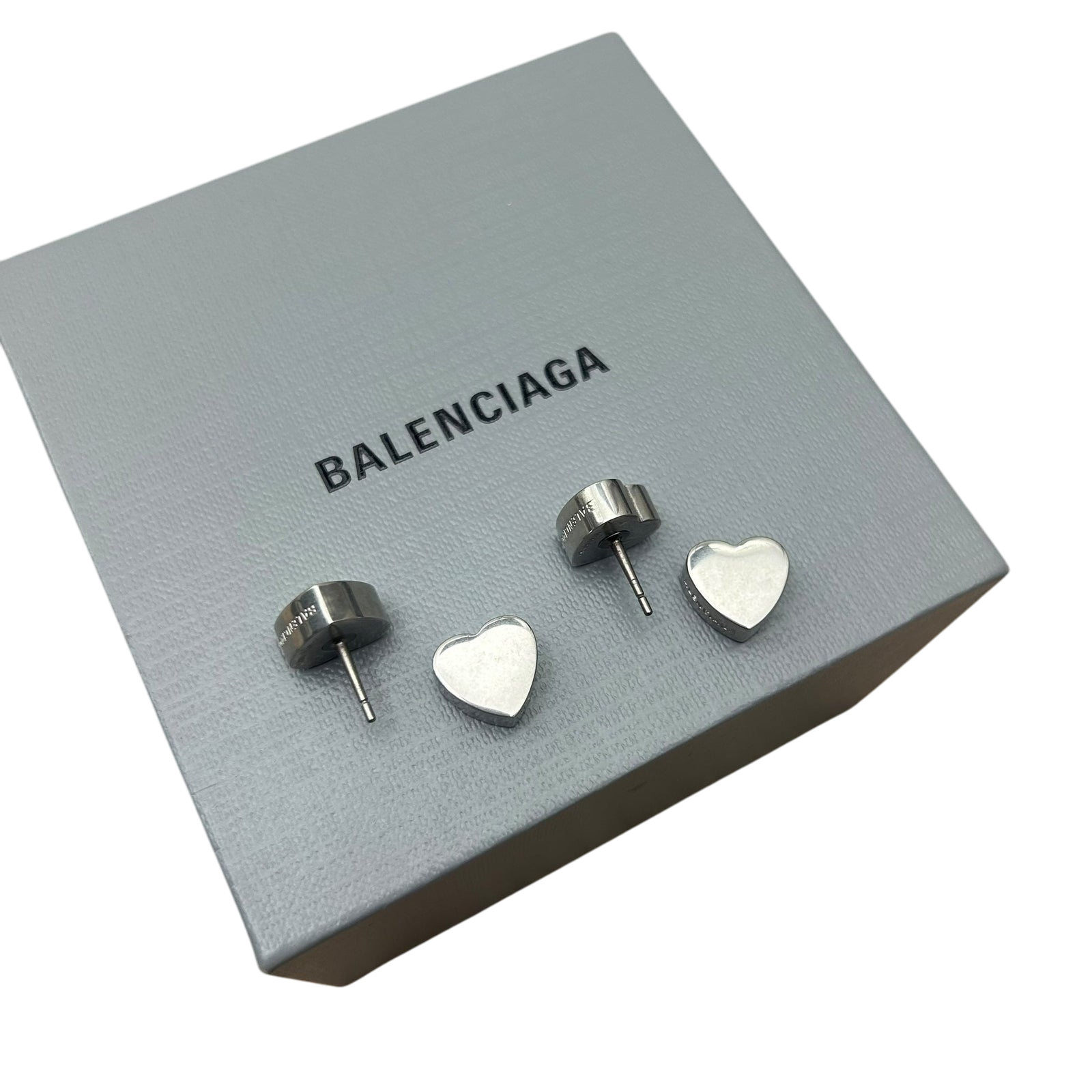 Balenciaga Logo-Engraved Heart Earrings 925 Silver