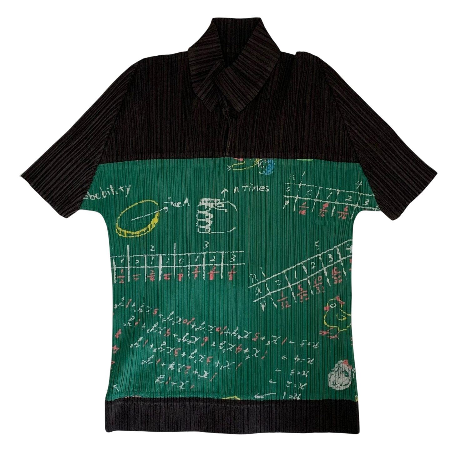 Issey Miyake Pleats Please 00s Mathematics Print T-Shirt Green/Black (Size 3)