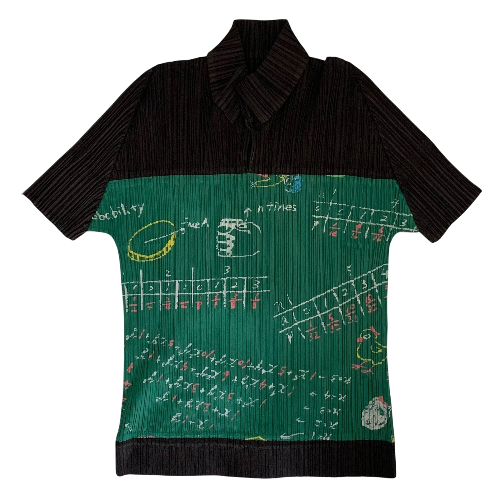 Issey Miyake Pleats Please 00s Mathematics Print T-Shirt Green/Black (Size 3)