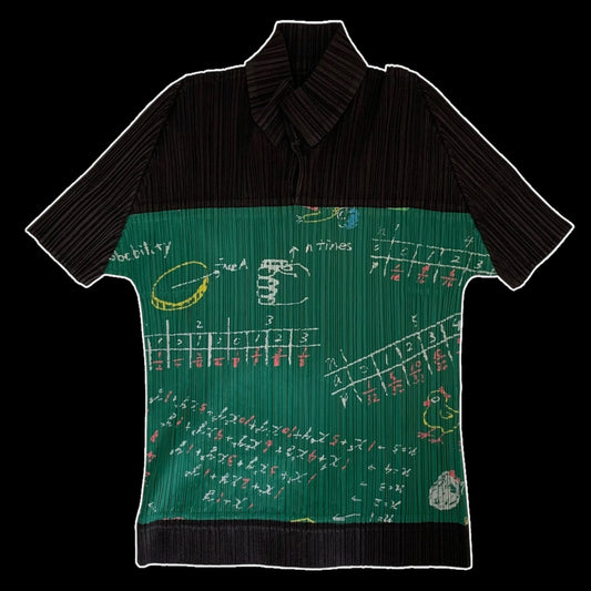 Issey Miyake Pleats Please 00s Mathematics Print T-Shirt Green/Black (Size 3)