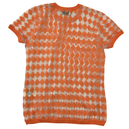 Acne Studios Diamond Pattern Mesh T-Shirt Salmon Pink (Size S womens)