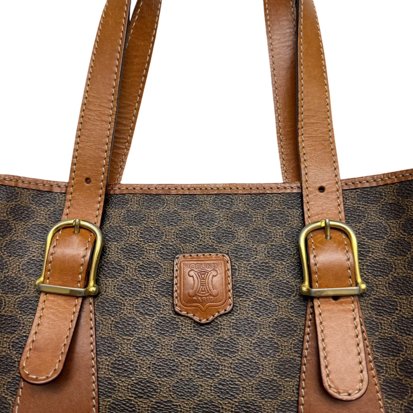 Céline 2008 Macadam Coated Canvas Monogram Tote Bag Brown