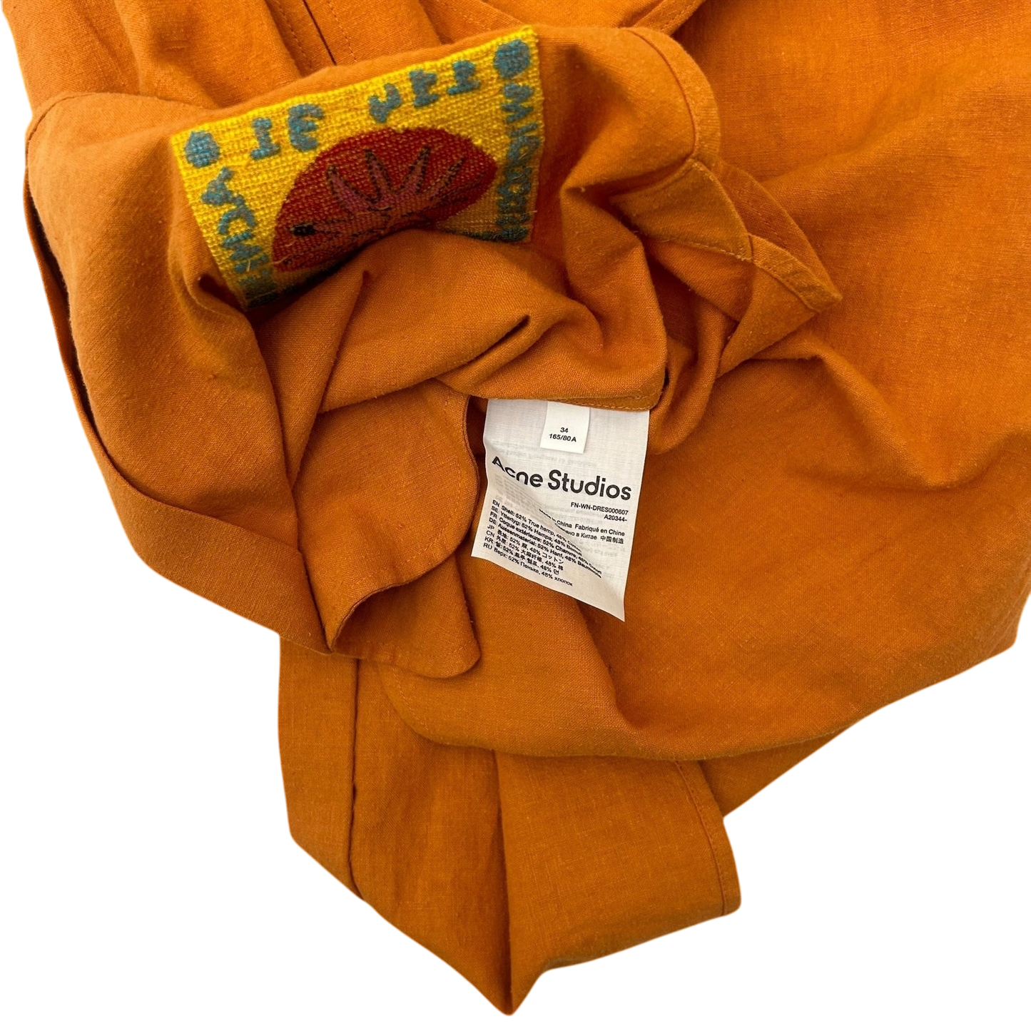 Acne Studios Embroidered Shirt Dress Orange (fits S-M womens)