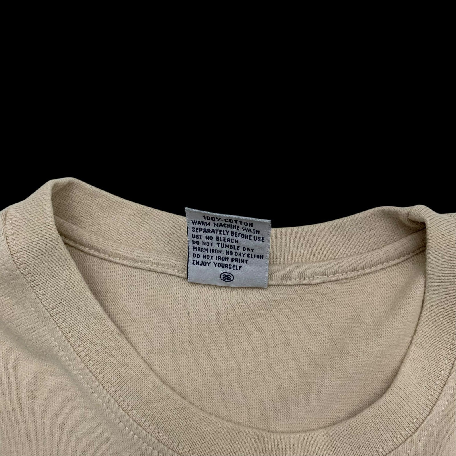 Stussy Vintage 00s Centre Logo T-Shirt Beige (Made in Aus) (Fits M/L)