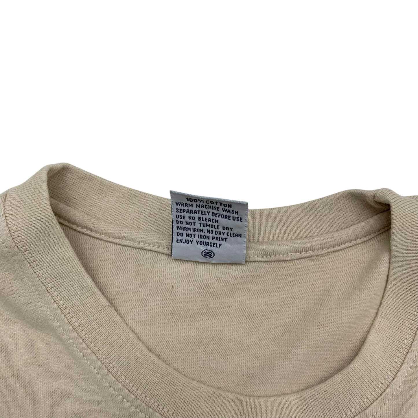 Stussy Vintage 00s Centre Logo T-Shirt Beige (Made in Aus) (Fits M/L)
