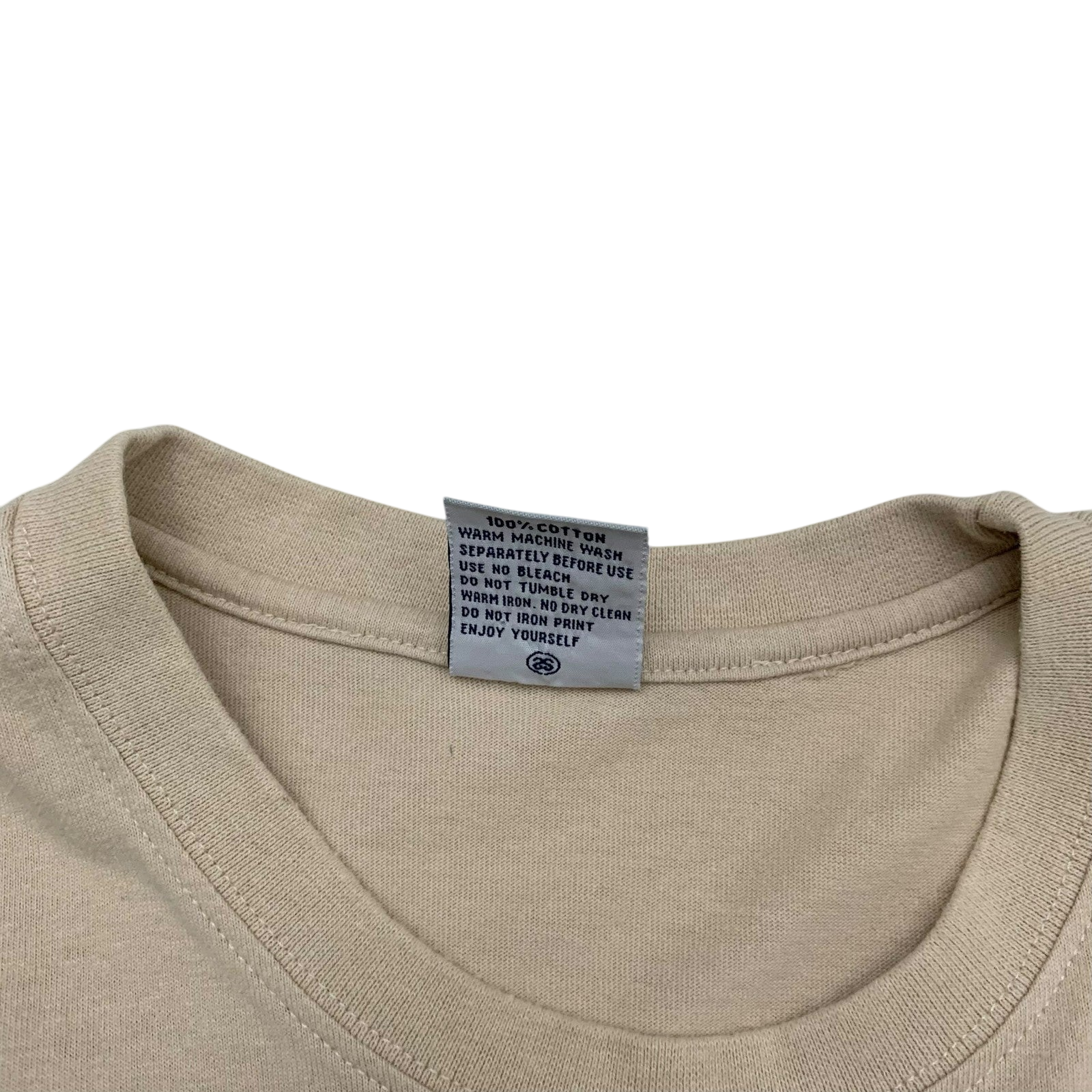 Stussy Vintage 00s Centre Logo T-Shirt Beige (Made in Aus) (Fits M/L)