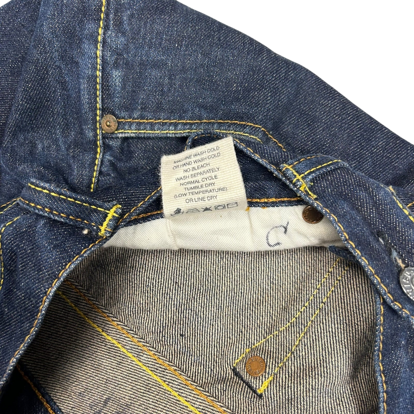 Vintage Evisu White Daicock Pocket Logo Selvedge Denim Jeans (Size 32")