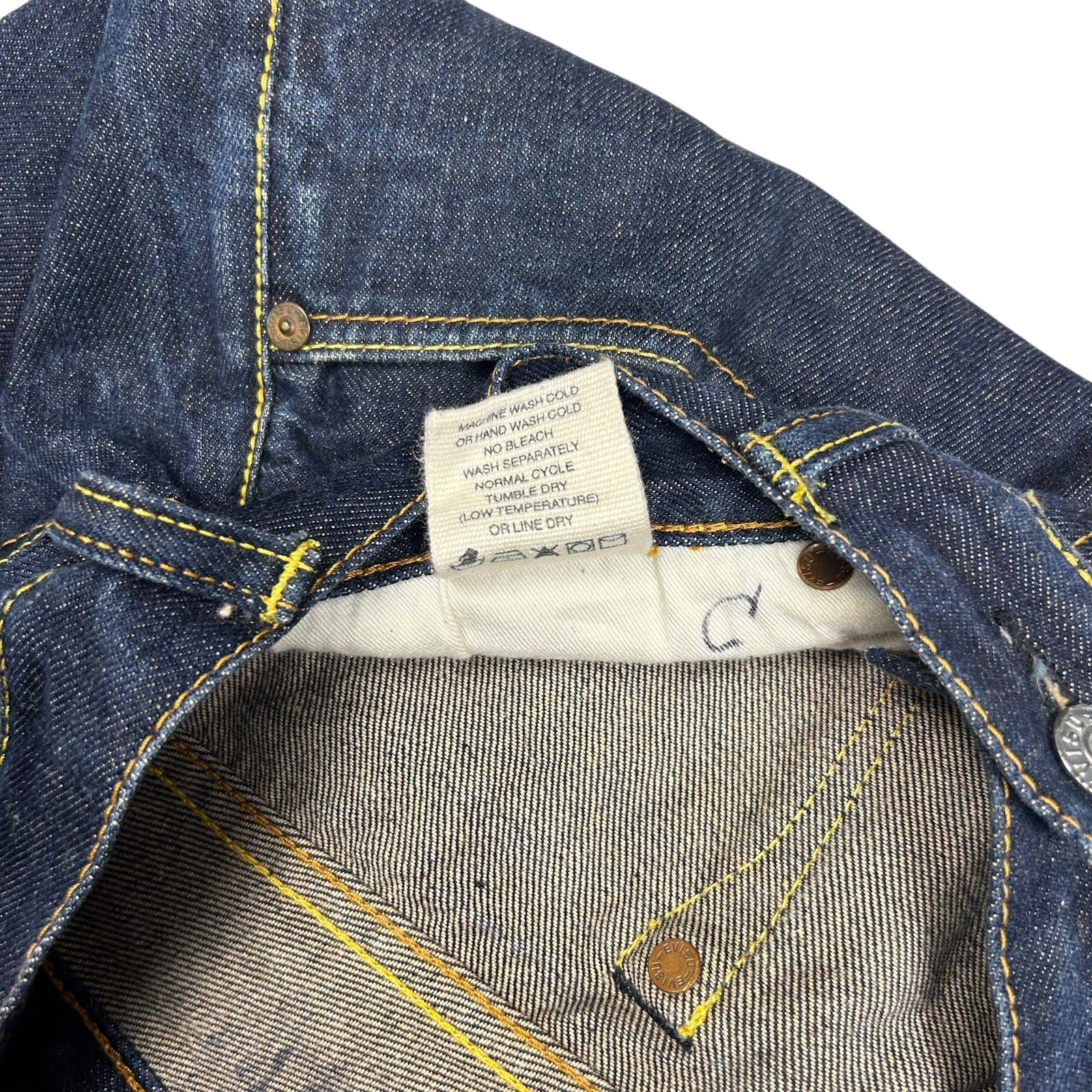 Vintage Evisu White Daicock Pocket Logo Selvedge Denim Jeans (Size 32")