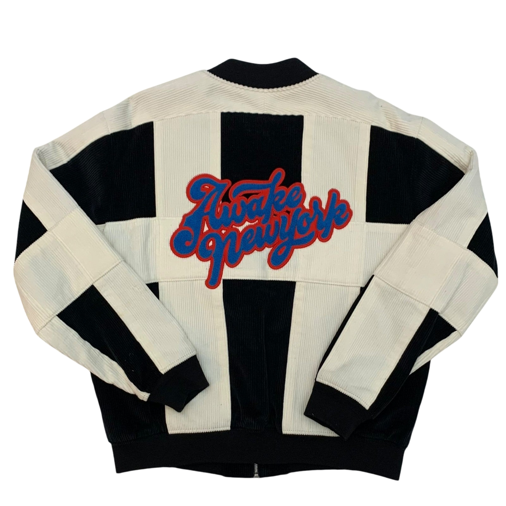 Awake NY Chenille Patch Corduroy Logo Jacket Black/White (Size L)