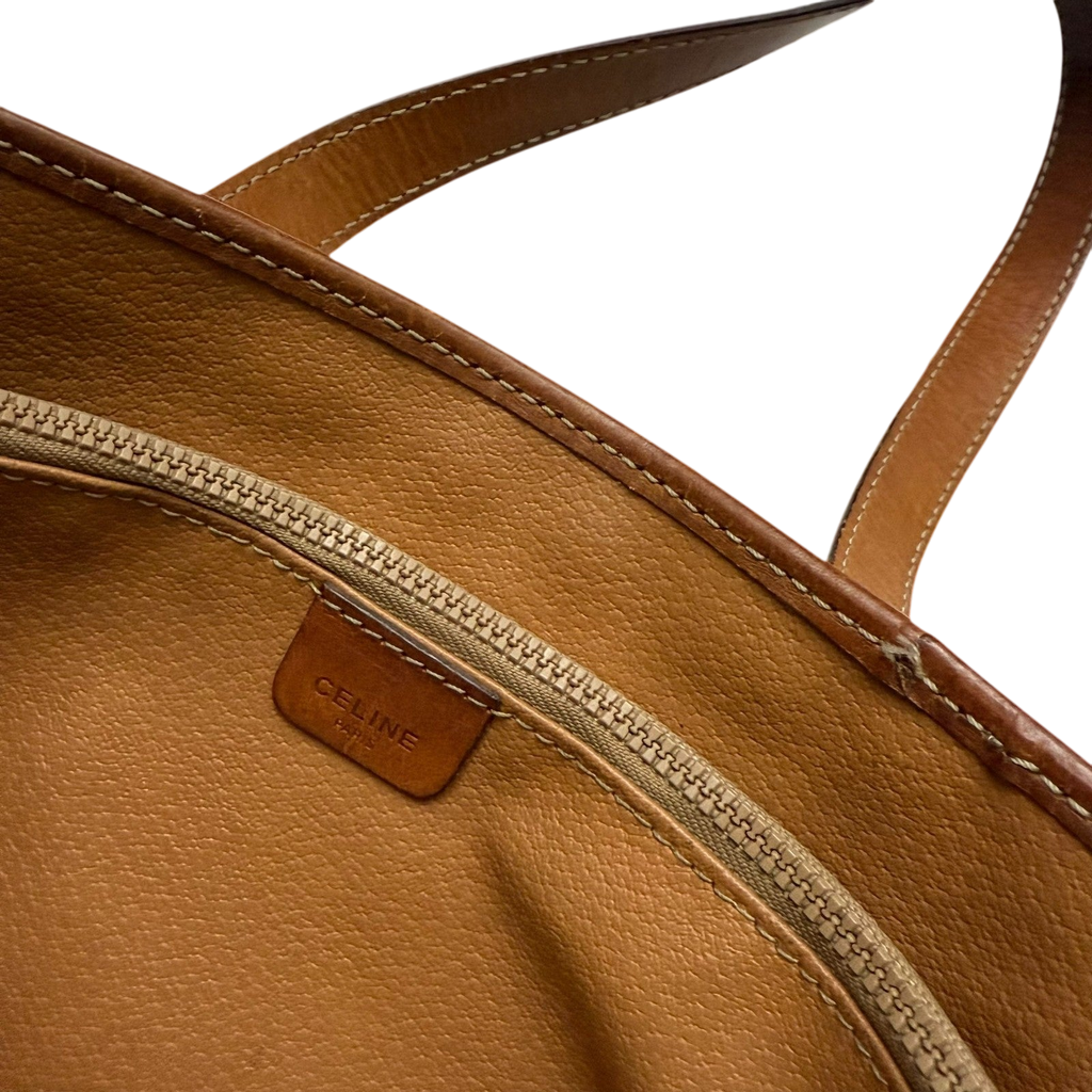 Céline 2008 Macadam Coated Canvas Monogram Tote Bag Brown
