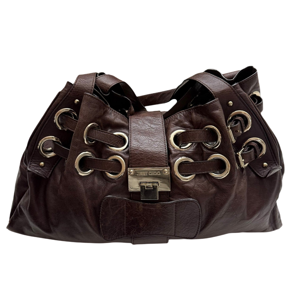Jimmy Choo Ramona Leather Shoulder Bag Brown