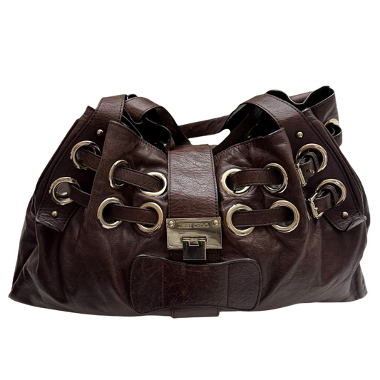 Jimmy Choo Ramona Leather Shoulder Bag Brown