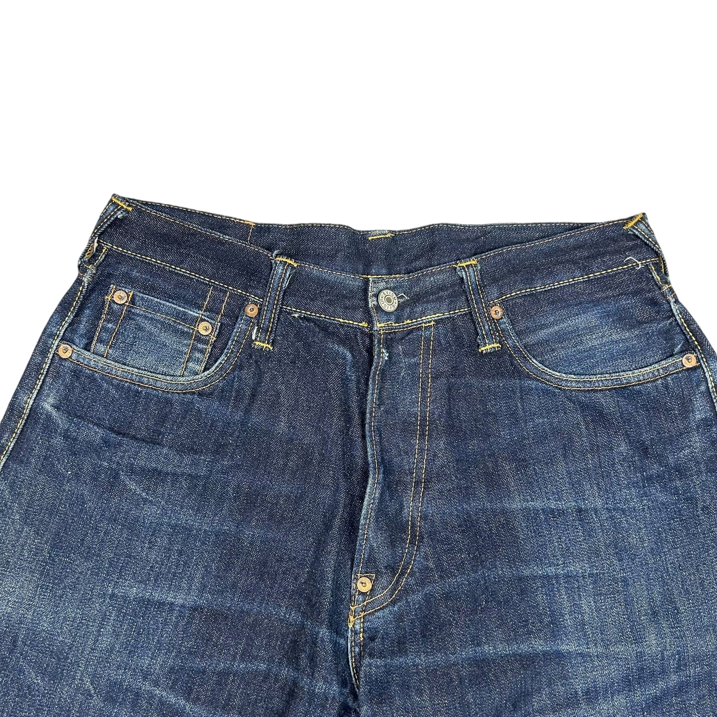 Vintage Evisu Gold Daicock Pocket Logo Selvedge Denim Jeans (Fits 32")