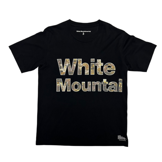 White Mountaineering Spell Out T-Shirt Black/Camo (Fits M-L)
