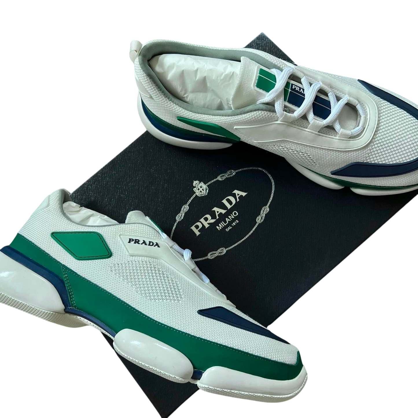 Prada Cloudbust Low Green / Navy / White