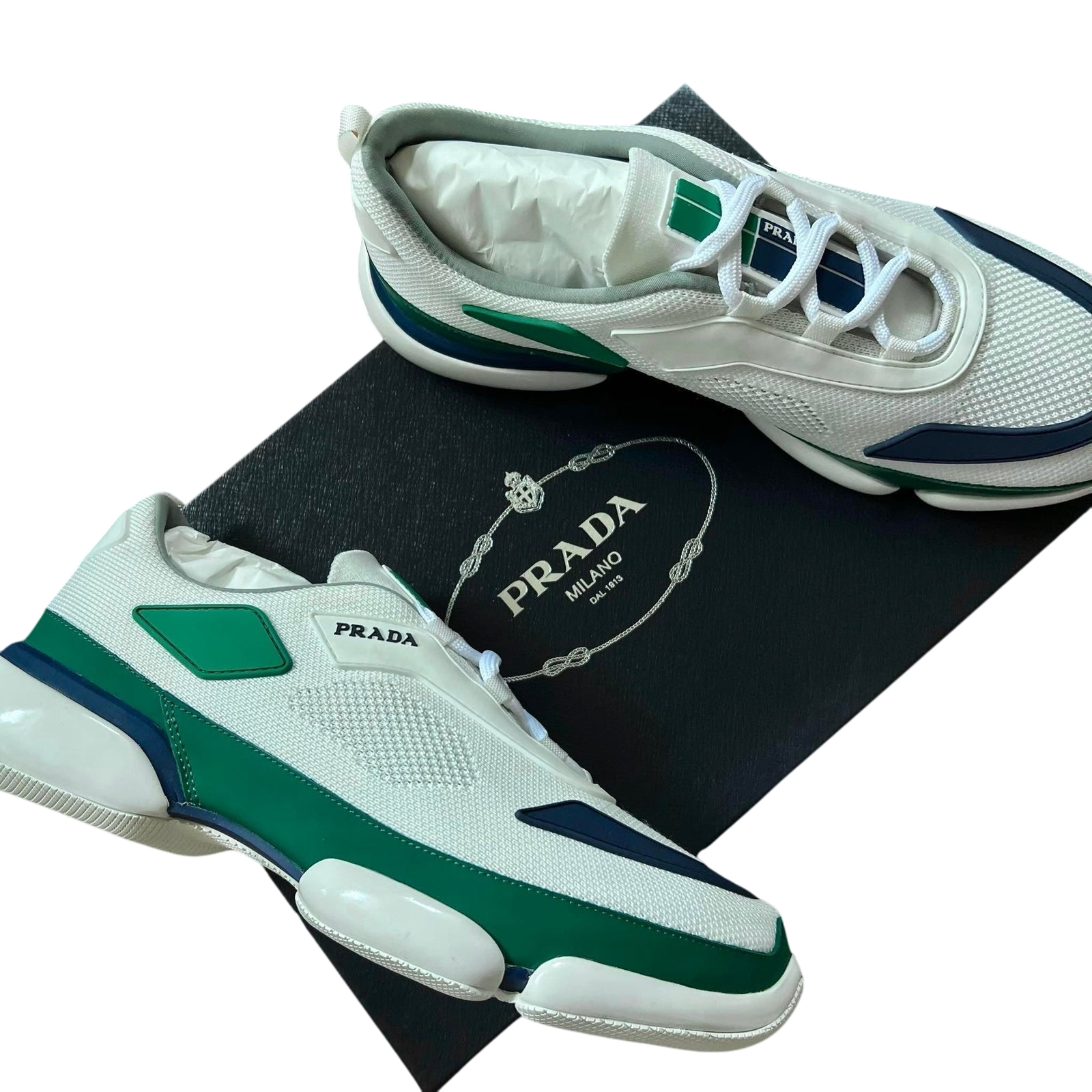Prada Cloudbust Low Green / Navy / White