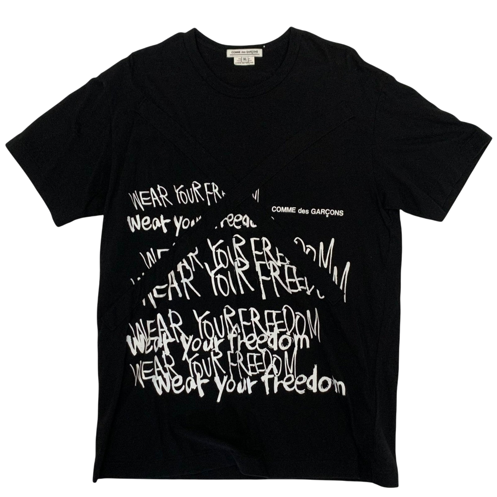 Comme des Garçons AW19 ‘Wear Your Freedom’ Cross-Taping T-Shirt Black (Size L)