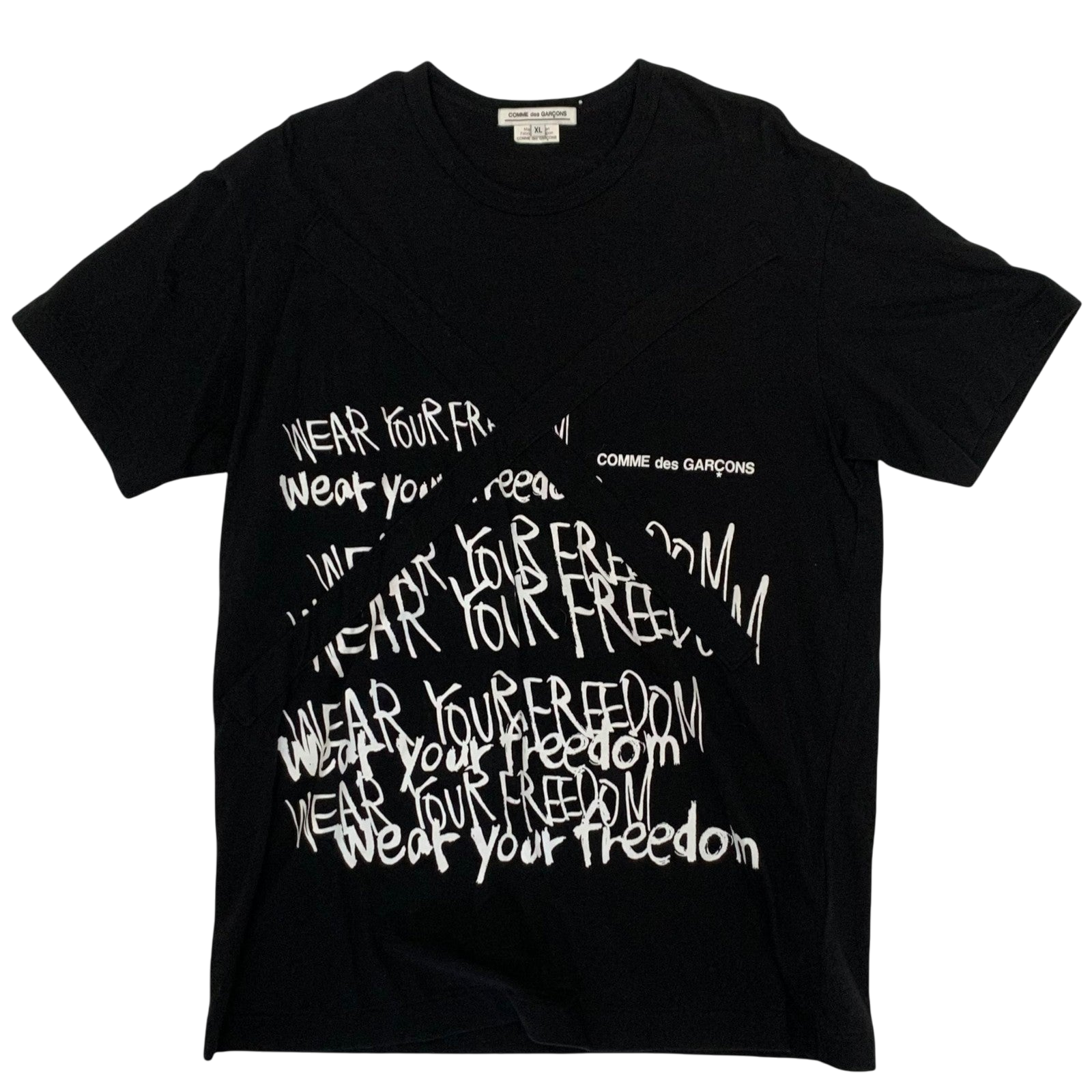 Comme des Garçons AW19 ‘Wear Your Freedom’ Cross-Taping T-Shirt Black (Size L)