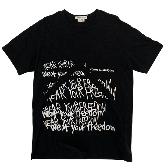 Comme des Garçons AW19 ‘Wear Your Freedom’ Cross-Taping T-Shirt Black (Size L)