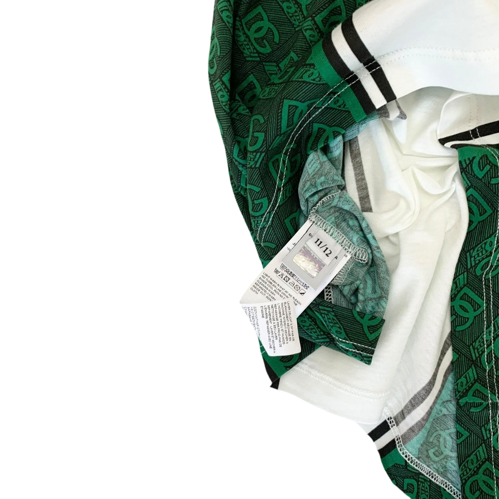 Dolce & Gabbana Interlocked Logo Football T-shirt Green/White (fits S-M womens)