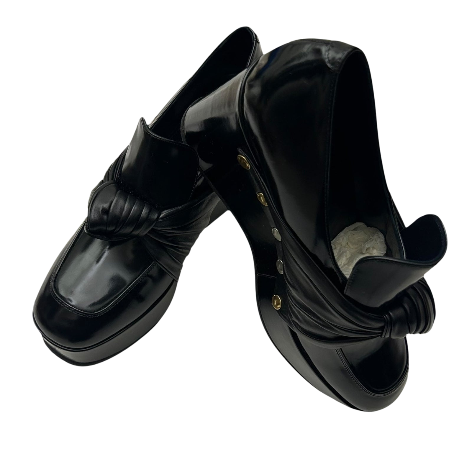 SS16 Celine by Phoebe Philo Twisted Bow Leather Platform Wedges (Size EU37)