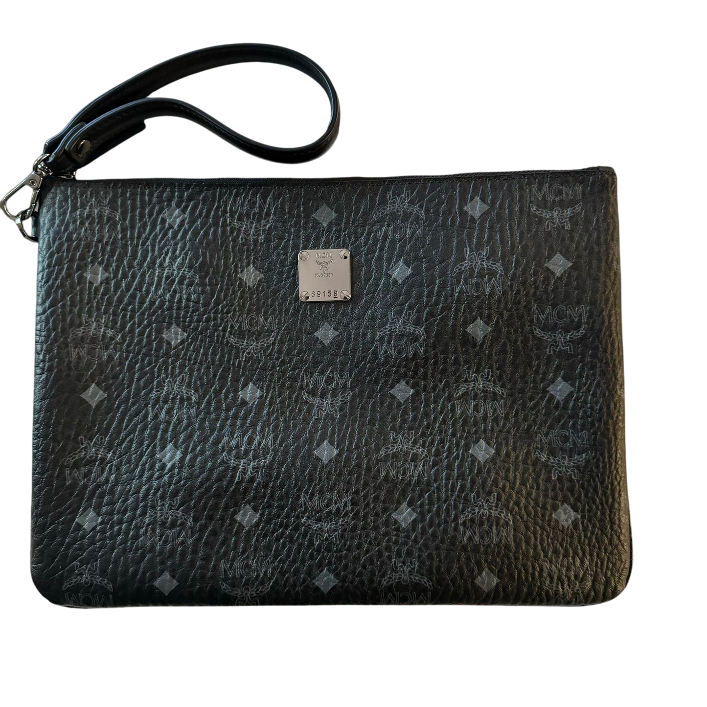 MCM Visetos Pattern Black Leather Clutch Bag