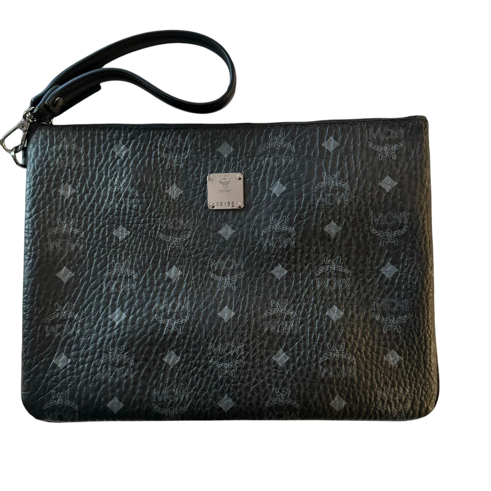 MCM Visetos Pattern Black Leather Clutch Bag
