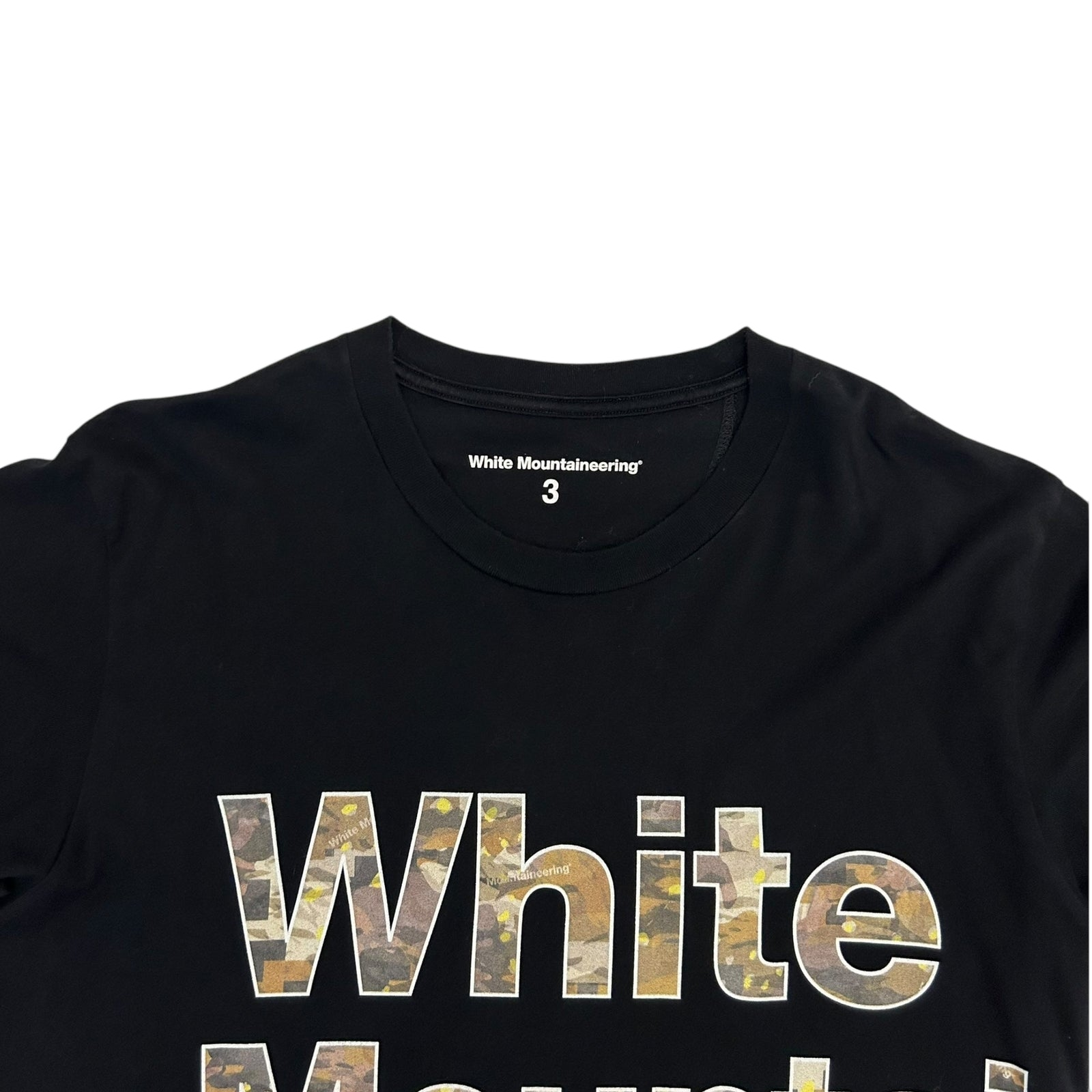 White Mountaineering Spell Out T-Shirt Black/Camo (Fits M-L)