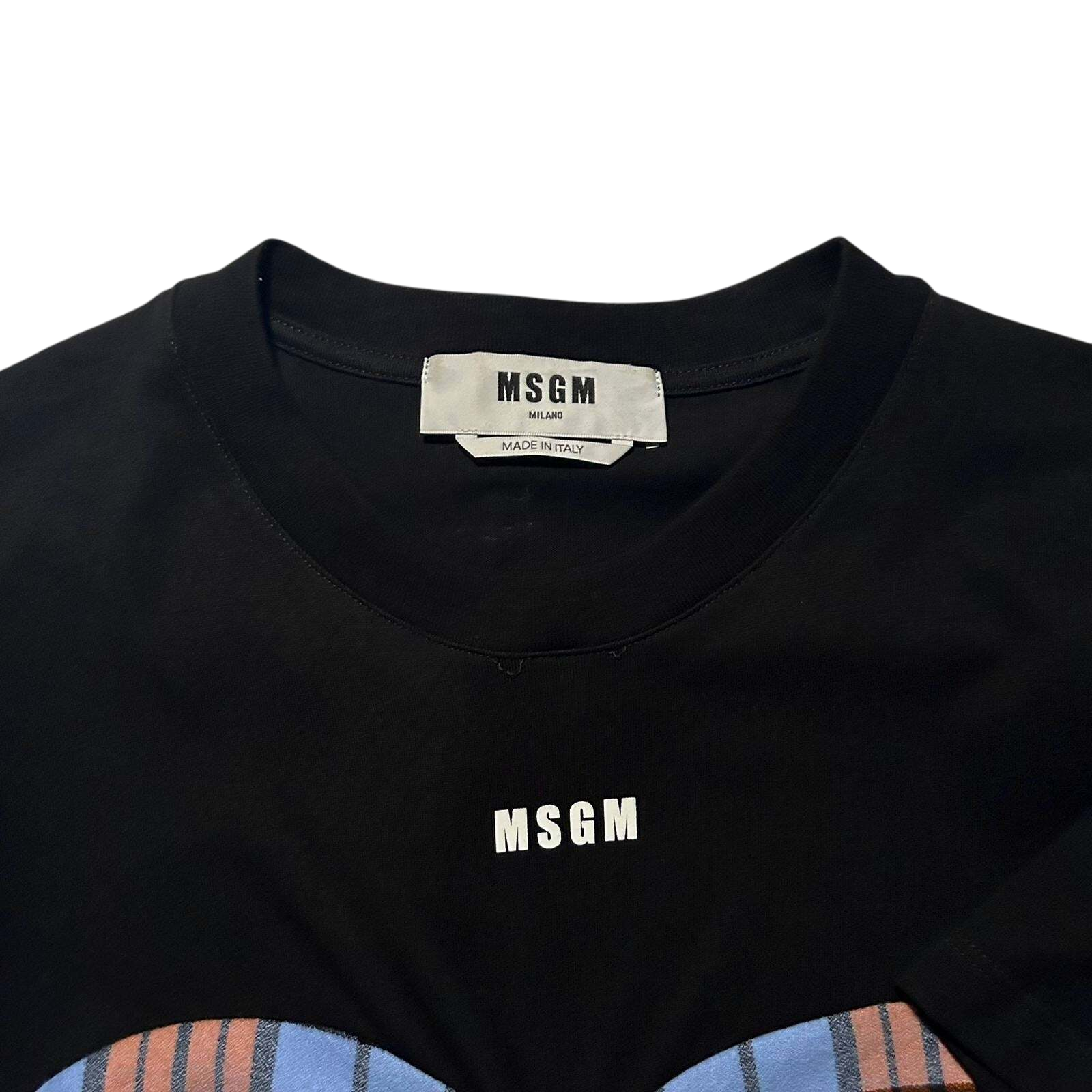 MSGM Tartan-Bustier Layered T-Shirt (Size M Womens)