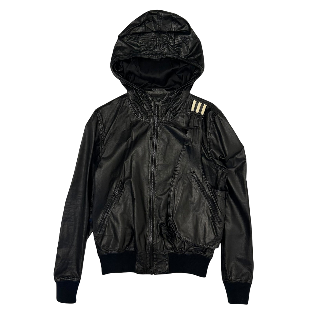 Y-3 Faux Leather Jacket with Detachable Sling Bag Black (Size S)