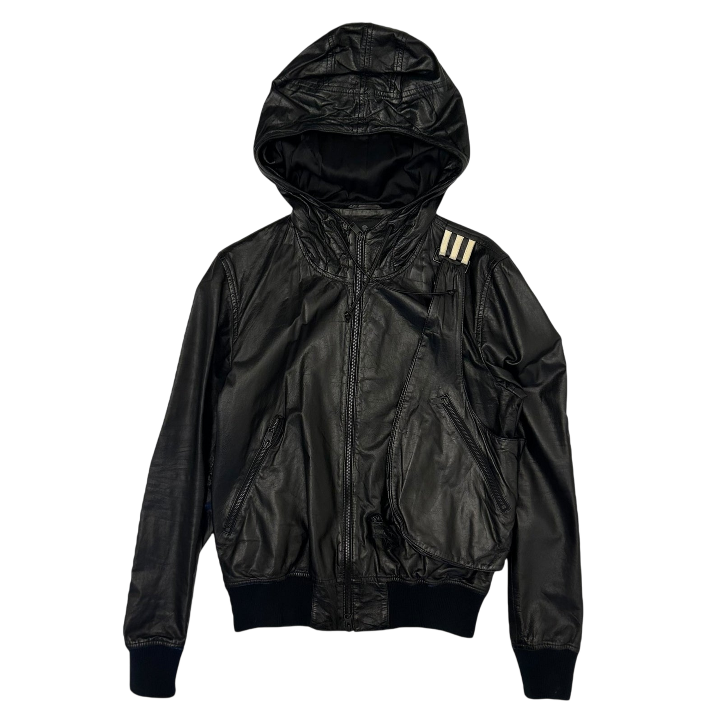 Y-3 Faux Leather Jacket with Detachable Sling Bag Black (Size S)