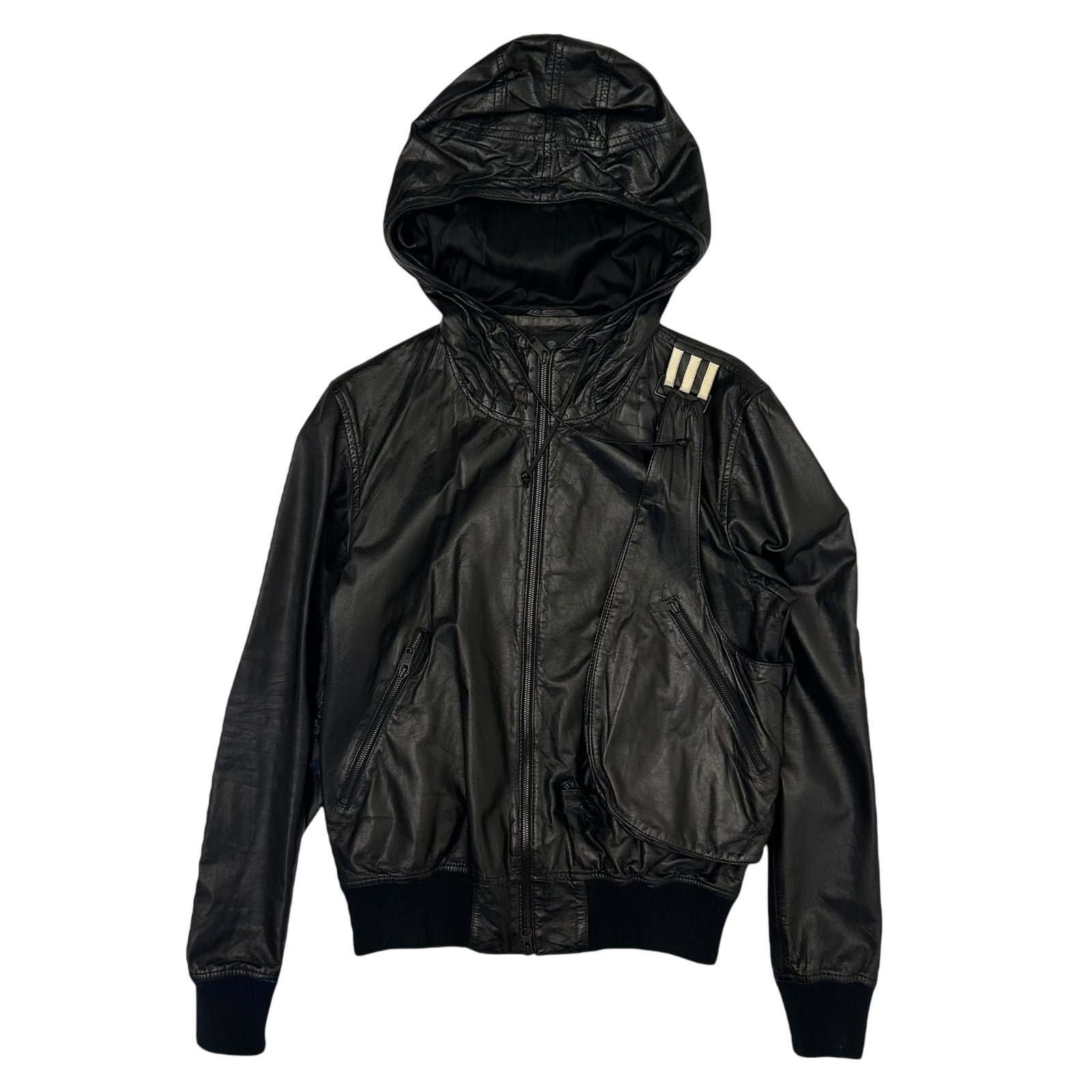 Y-3 Faux Leather Jacket with Detachable Sling Bag Black (Size S)