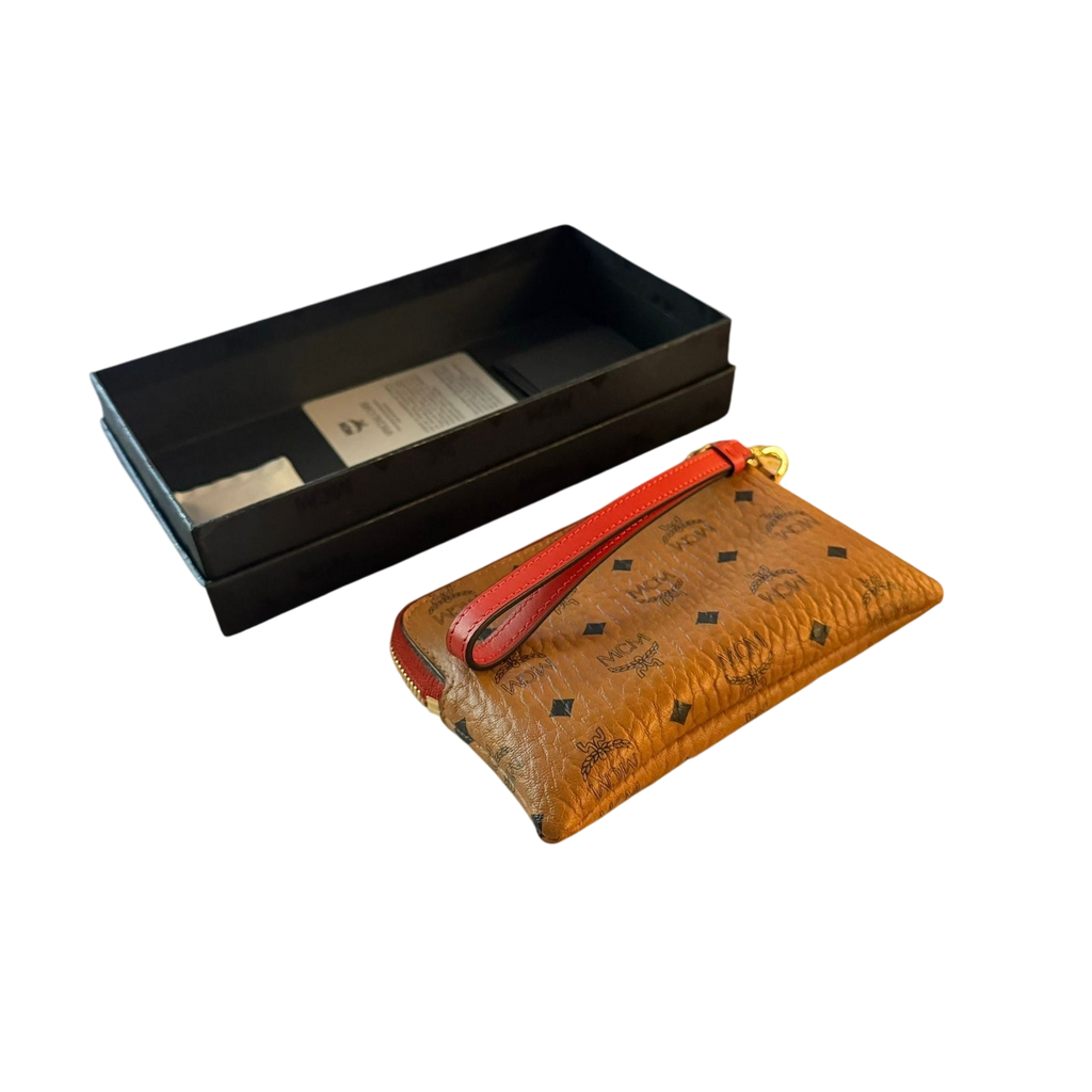 MCM Visetos Pattern Tan Leather Pouch / Wallet