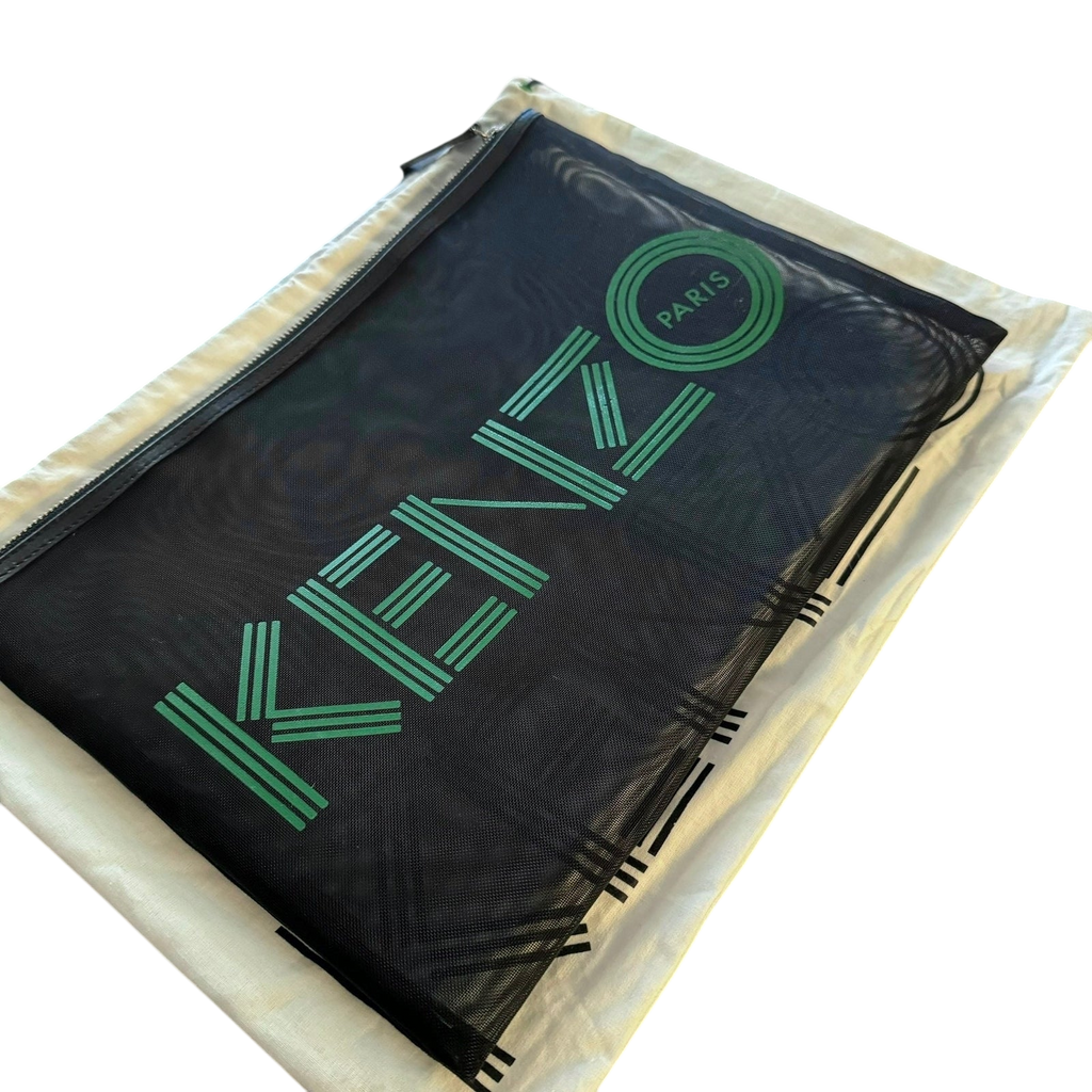 Kenzo Black / Green Mesh Clutch Bag