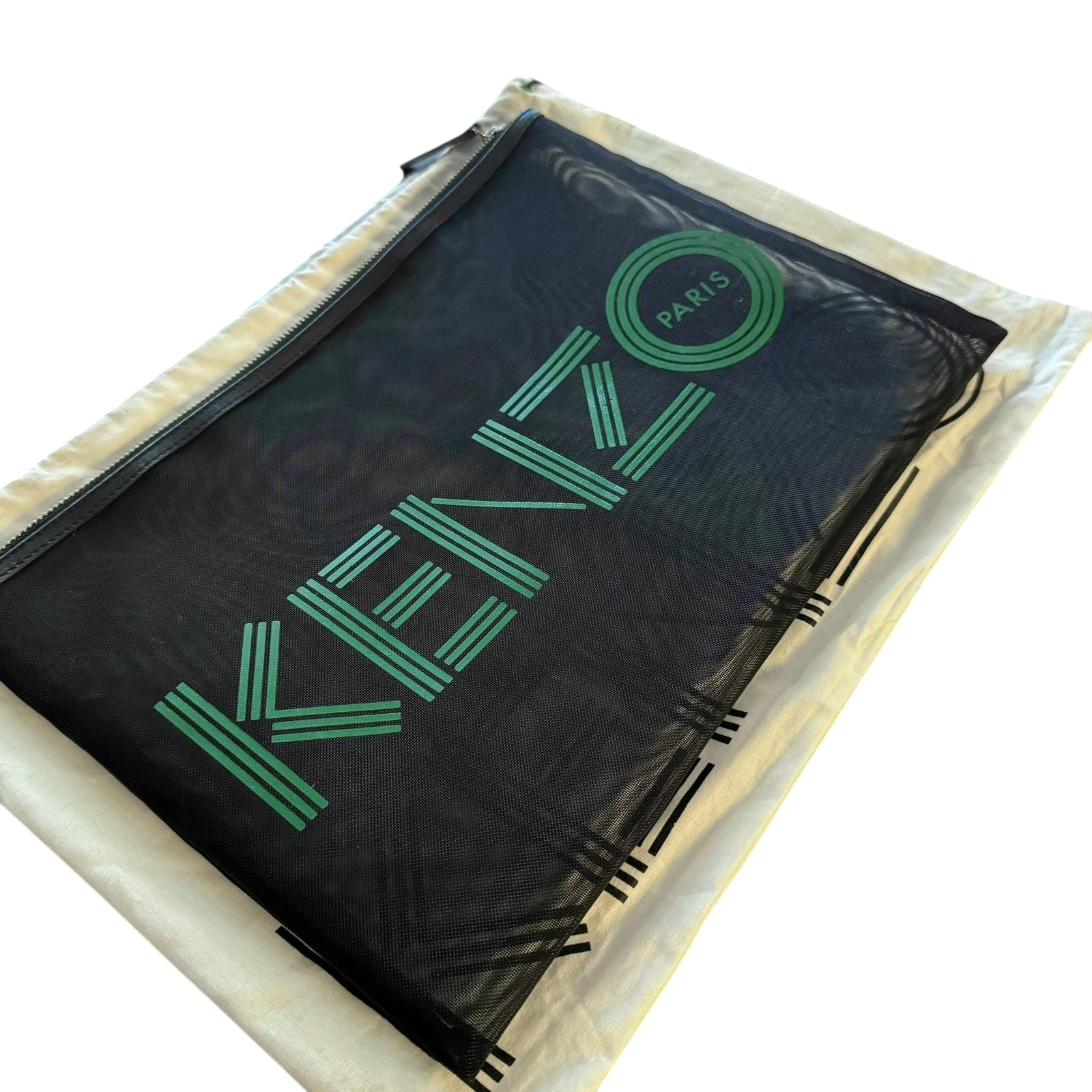 Kenzo Black / Green Mesh Clutch Bag