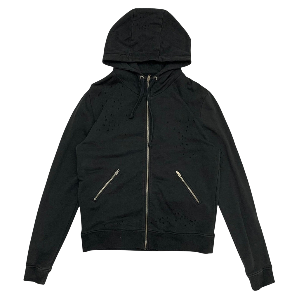 IRO Laslo Distressed Zip Up Hoodie Black (Fits L-XL)