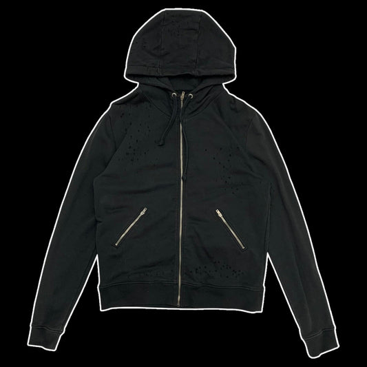 IRO Laslo Distressed Zip Up Hoodie Black (Fits L-XL)