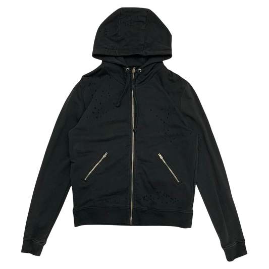 IRO Laslo Distressed Zip Up Hoodie Black (Fits L-XL)