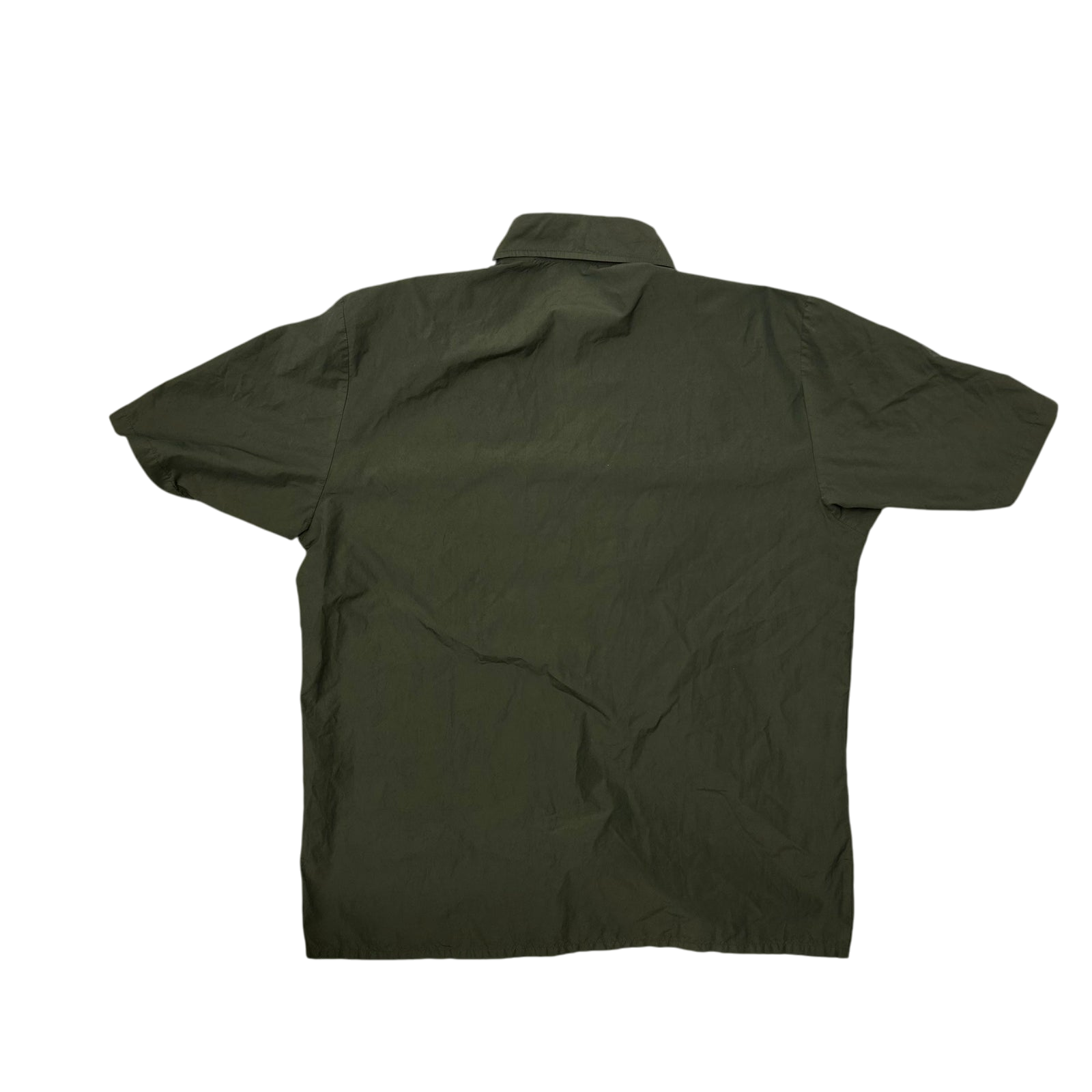 C.P. Company Ripstop Zip-Up Short Sleeve Shirt Khaki Green (Fits L)